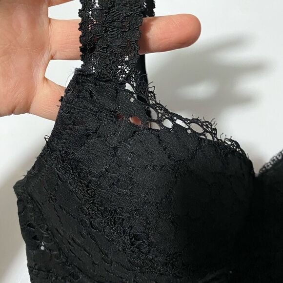 VS Victorias Secret PINK black Lace Bralette push up padded bra romantic goth -S - Picture 8 of 9